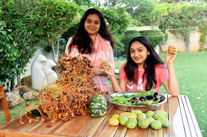 Bela Badhalia and her daughter Keya are proud of the produce from their garden