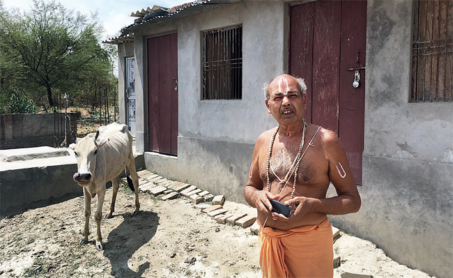 Mahesh Rai, 57, a priest from Mirapur Doaba, Ayodhya, is worried about losing his home