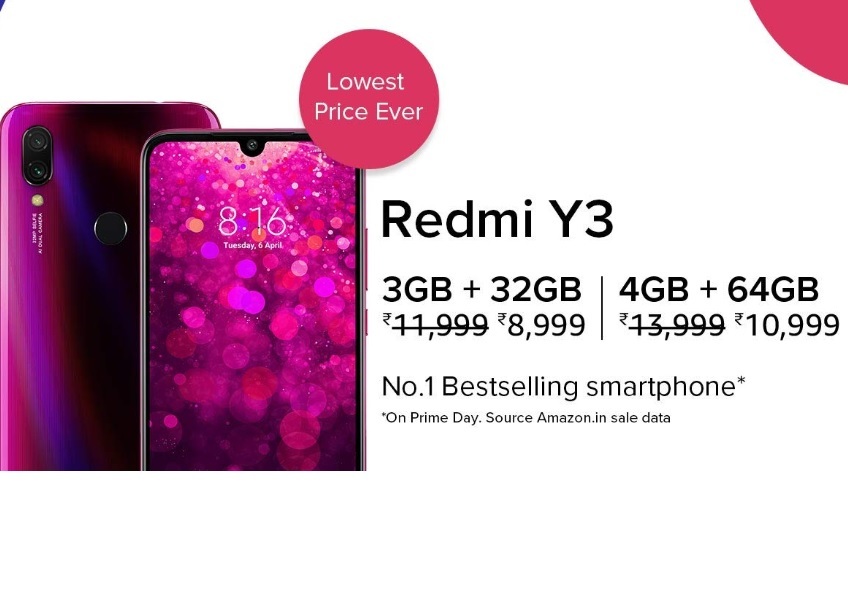 redmi y3 lowest price