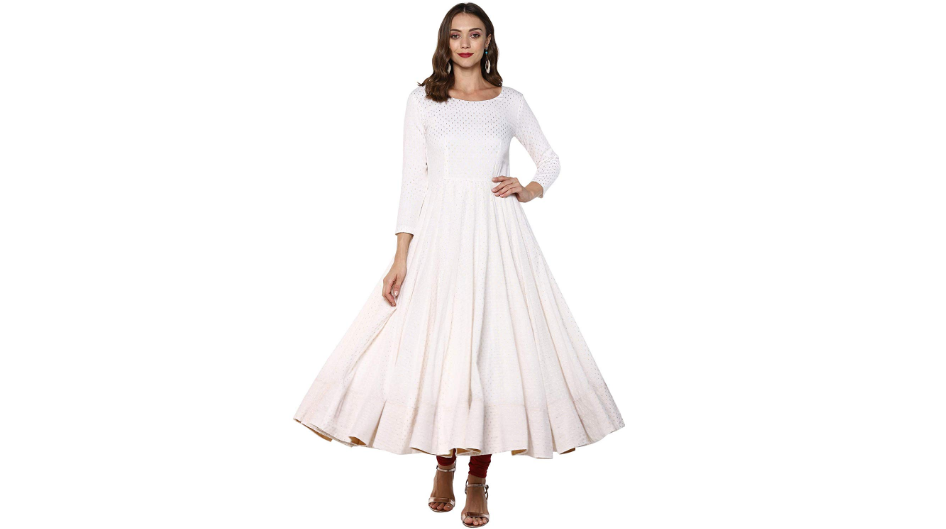 plain white anarkali kurti