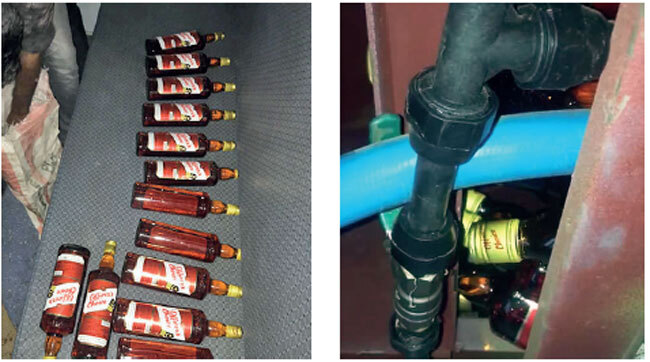 Rehan Abrar Kureshi took the RPF officials to S5 coach and using a screwdriver he was carrying opened up an overhead panel in the toilet to reveal the IMFL Rehan Abrar Kureshi took the RPF officials to S5 coach and using a screwdriver he was carrying opened up an overhead panel in the toilet to reveal the IMFL