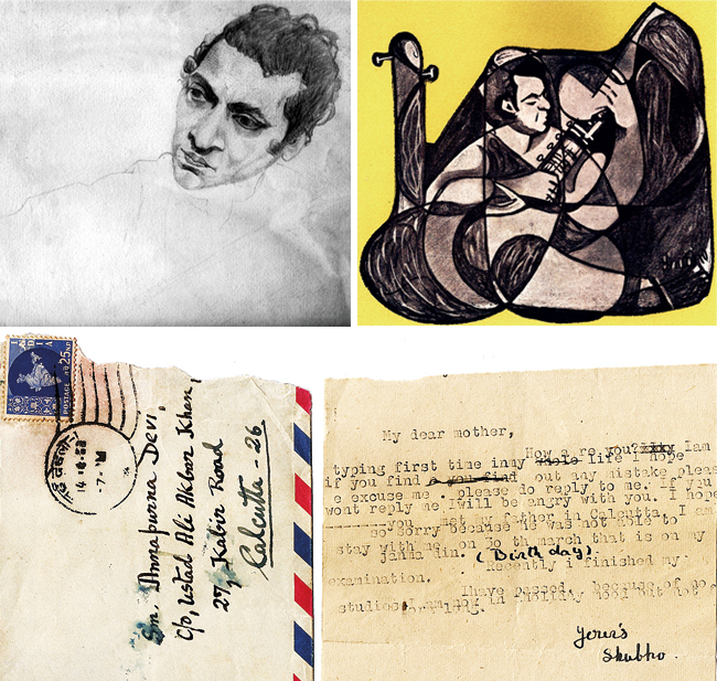 Ravi Shankar's sketches made by his son Shubho. Also, a letter from Shubho to his mother.