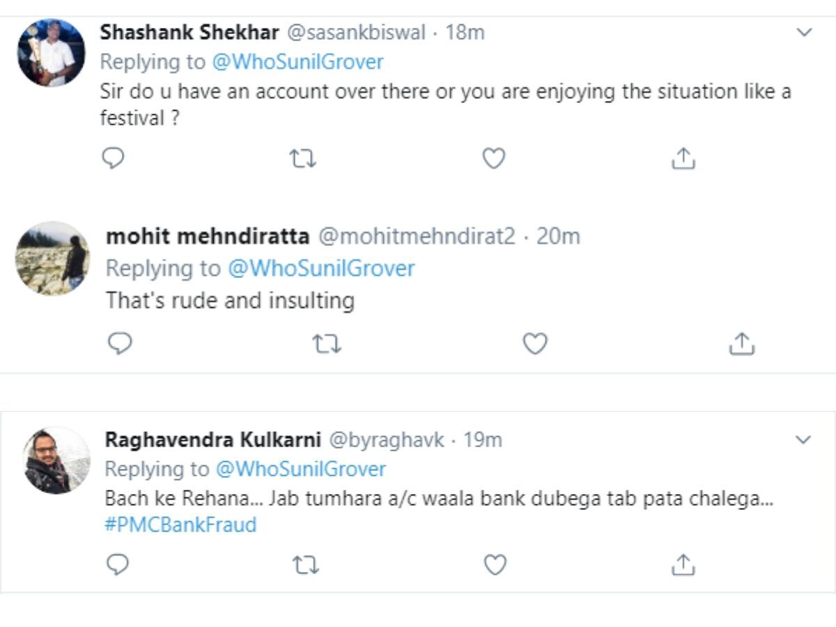 Twitter slams Sunil Grover for his insensitive remark on PMC depositors ...