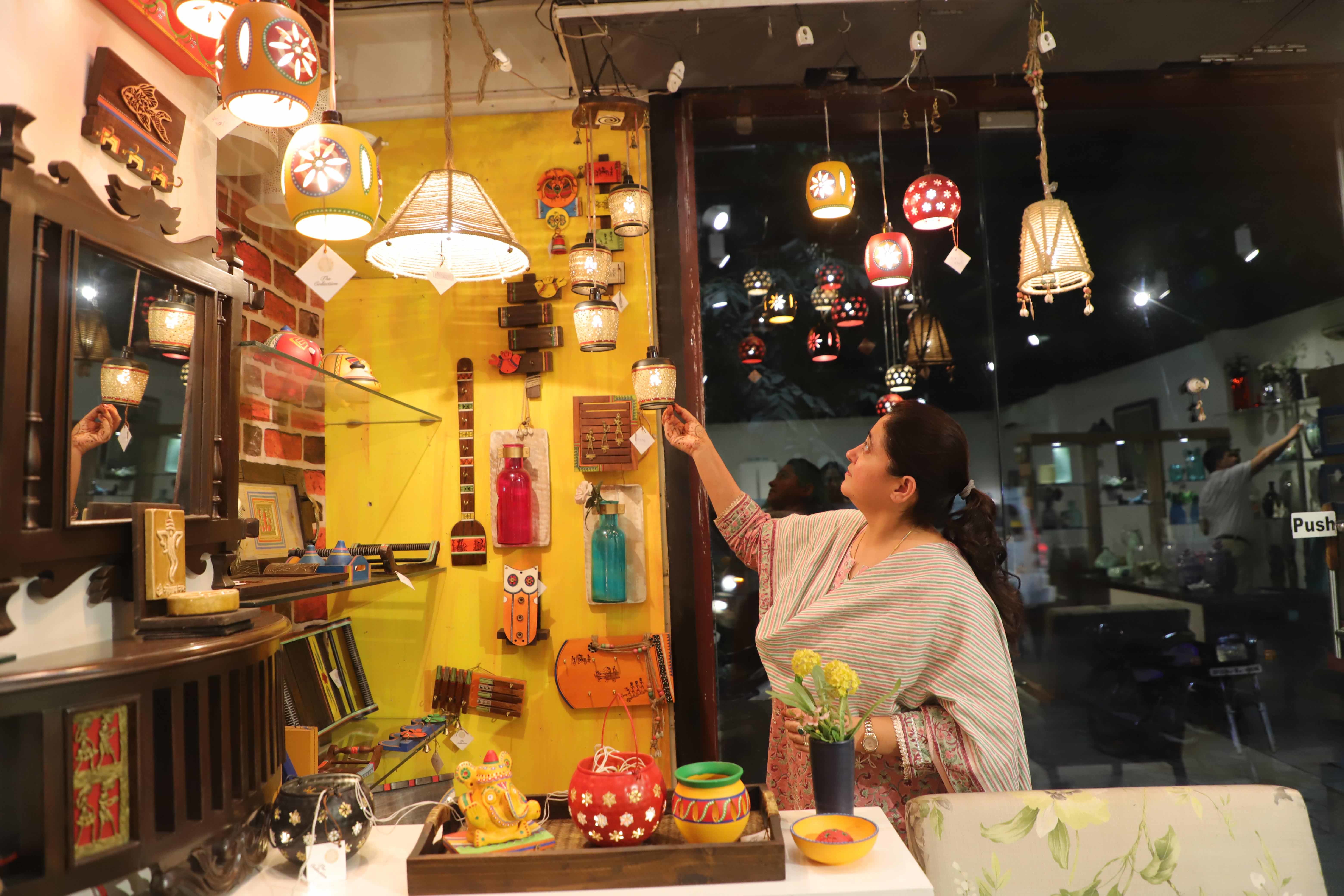 Beautiful handcrafted and hand-painted lights on display during festive season