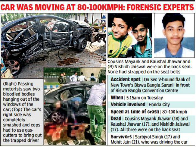 Out On Joyride Three Teens Die In Kolkata Car Crash Kolkata News Times Of India