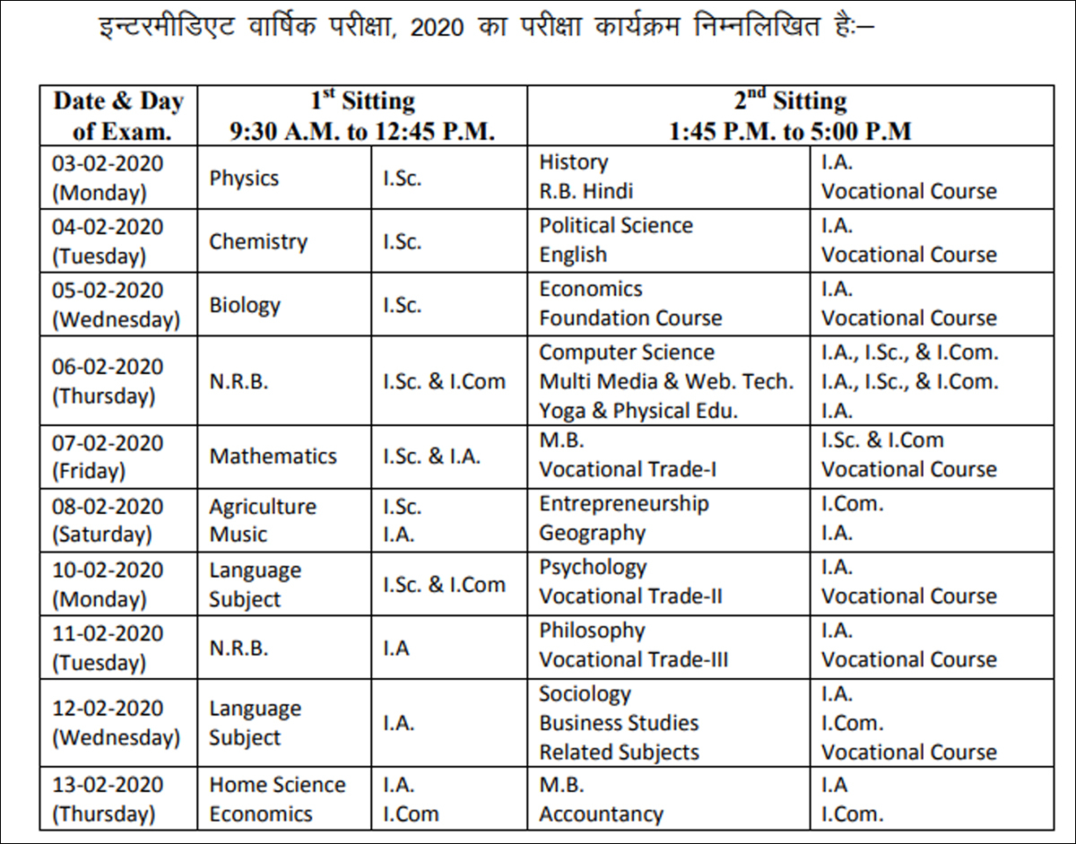 Bihar board 10th & 12th Time Table: BSEB announces 2020 exams schedule Sns-Brigh10