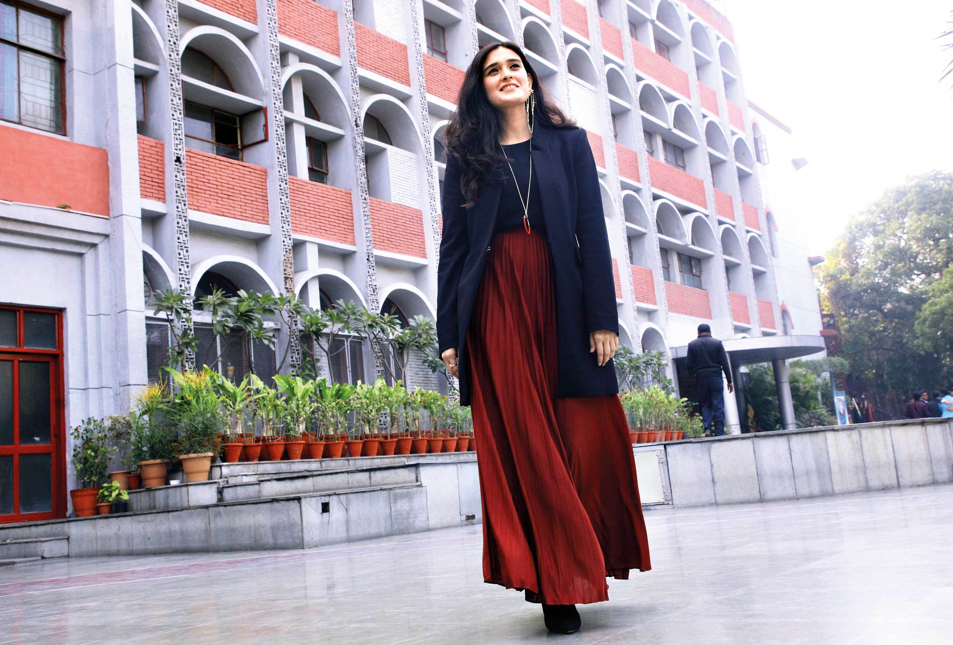Pankhuri Awasthy poses for Delhi Times at her alma mater, Bluebells School International