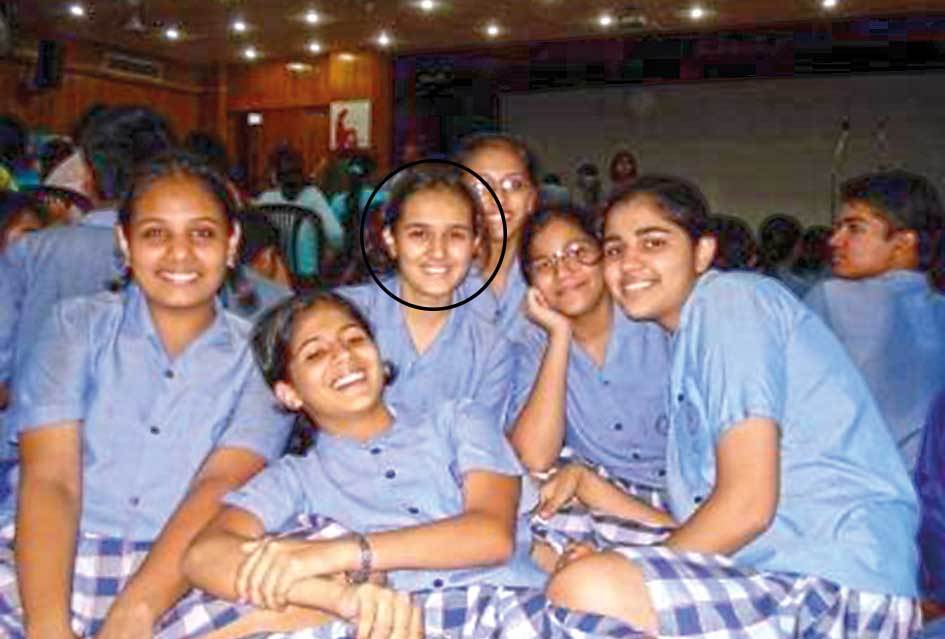 An old picture of the actress with her classmates
