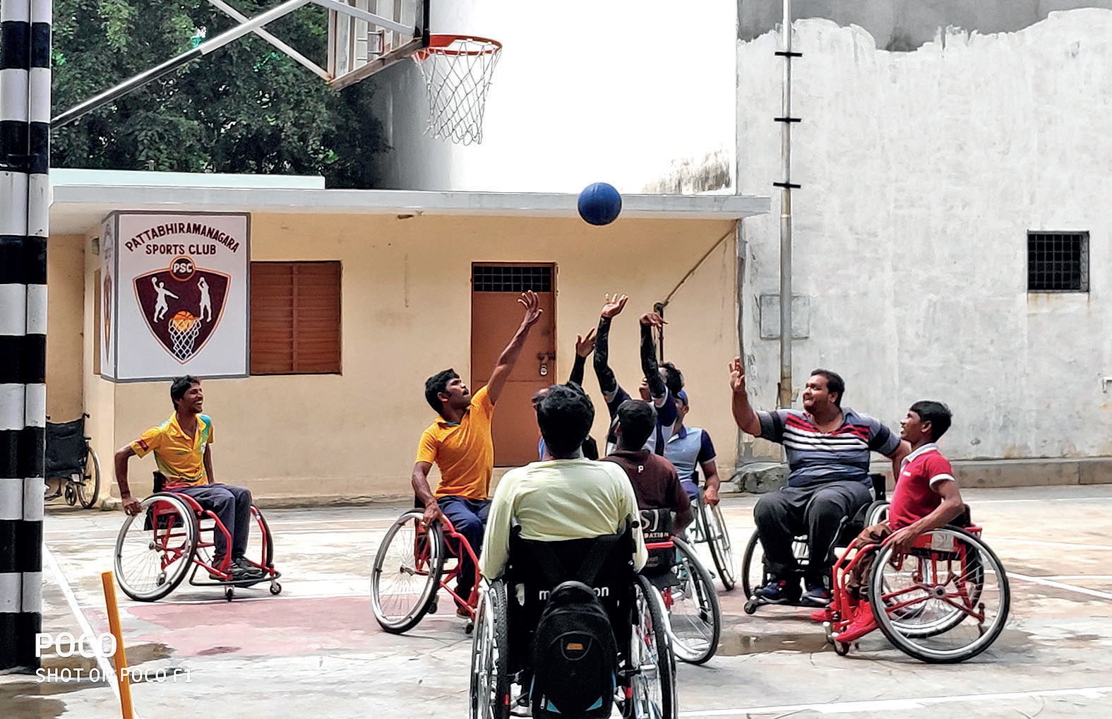 Slam dunk from a wheelchair