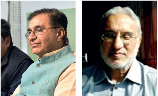 Senior Congress leader Deepak Babaria and 1976 batch IAS officer J S Rana who are aware of the history of Saranyavaas and Indira Bridge