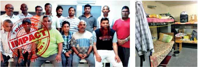 (L-R) The group that returned from Riyadh; a cramped room at the site in Riyadh where they stayed;