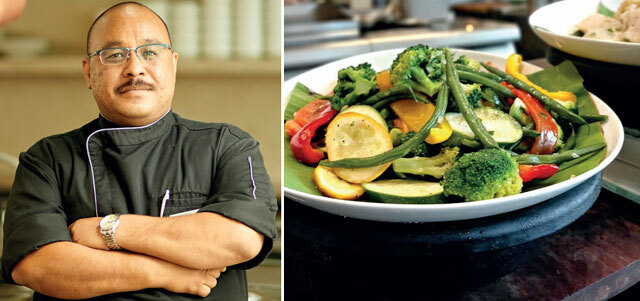 (L)Yatendra Rawat, Executive Chef, Hyatt Regency; Poached vegetable salad with ponzu dressing