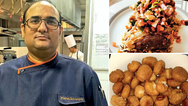 Prafulla Srivastava, Executive Chef, Hyatt Vastrapur; Colombian chilli renello with cilantro (Top); Mini balushahi Prafulla Srivastava, Executive Chef, Hyatt Vastrapur; Colombian chilli renello with cilantro (Top); Mini balushahi