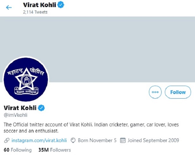 Virat Kohli's Twitter Profile