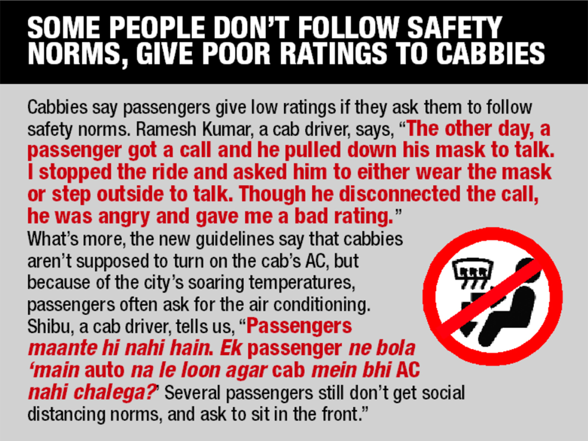 Some people don’t follow safety norms, give poor ratings to cabbies