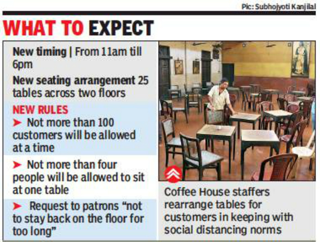 Kolkata Coffee House Set To Open On Thursday With Fewer Tables Curtailed Hours Kolkata News Times Of India