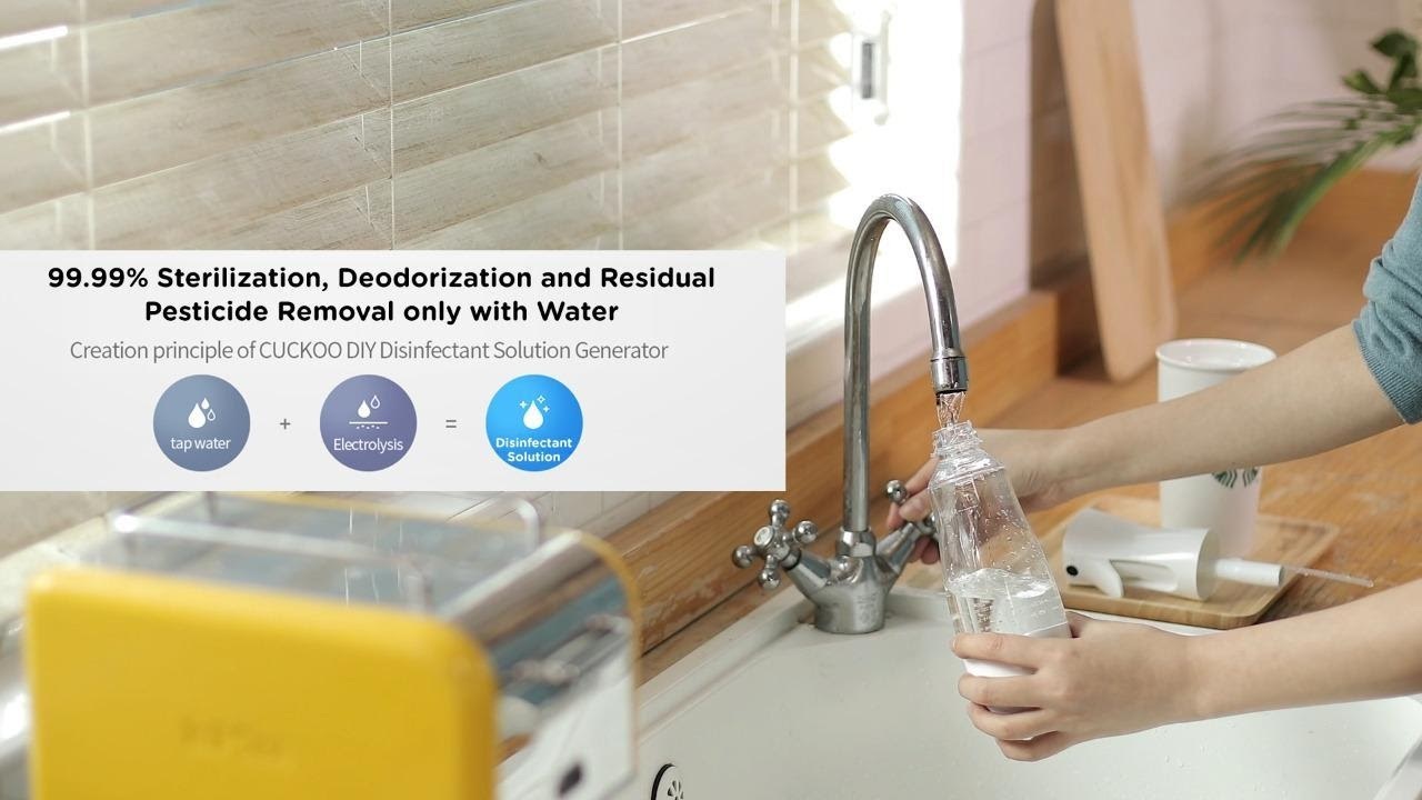 MyHomePlus Disinfectant Solution Generator turns tap water into a disinfectant. 