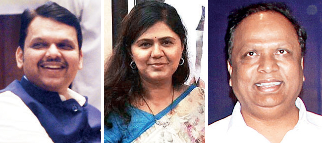 (From left) Devendra Fadnavis, Pankaja Munde and Ashish Shelar