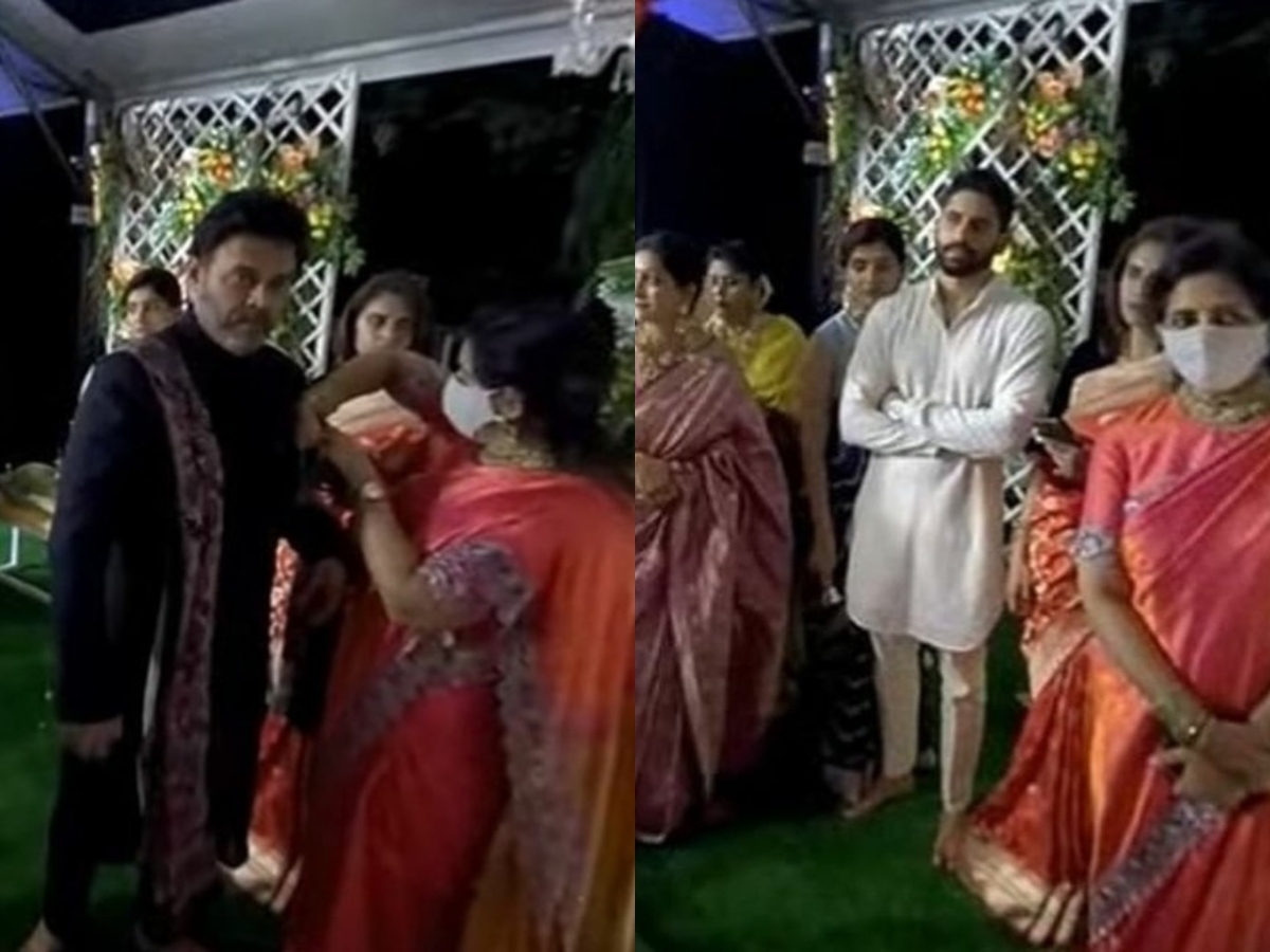 Venkatesh and Naga Chaitanya spotted at the wedding