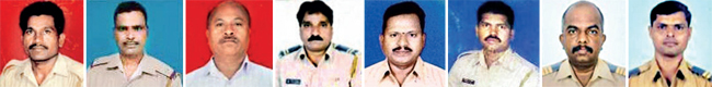 From left: Vikram Jadhav, Gajanan Pandurang Koli, Madhukar Nigade, Pramod Shelar, Subhash Hankare, Santosh Sawant, Hemant Kumbhar, Sandesh Kini