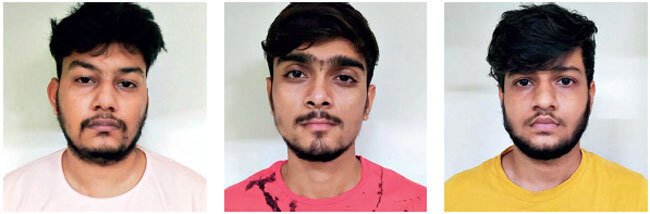 The accused (from left): Anish Joshi, Vishal Sharma and Dhruv Hingol