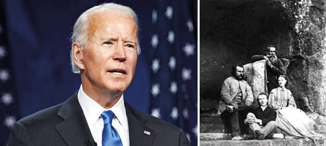 Joe Biden was in his late 20s when he received the letter from the Mumbai Biden and he has on several occasions spoken about the communication, even joking once about forging a political career in India; (R) Leslie Biden, who wrote the letter in 1972, was the son of Charles Horatio Biden, (above) a Briton
