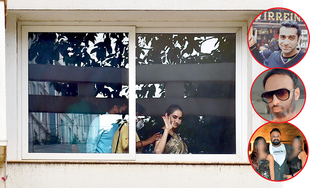 (Clockwise from above) Ragini Dwivedi being escorted out of her home in Yelahanka for questioning before she was formally arrested; party and event organiser Viren Khanna; Jayanagar RTO assistant, alleged drug peddler and Ragini’s friend Ravishankar; architect and interior designer Rahul Shetty have also been arrested by the CCB