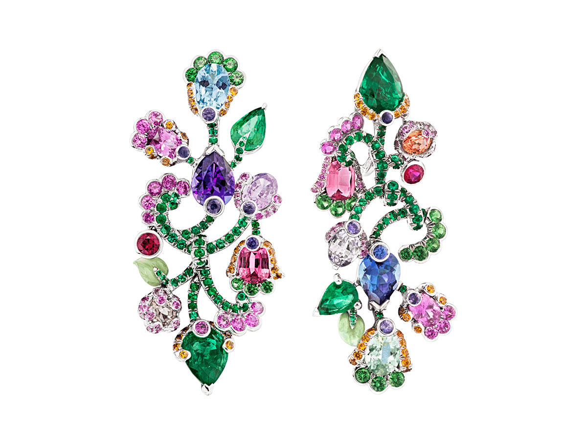 Secret Garden chandelier earrings by Fabergé