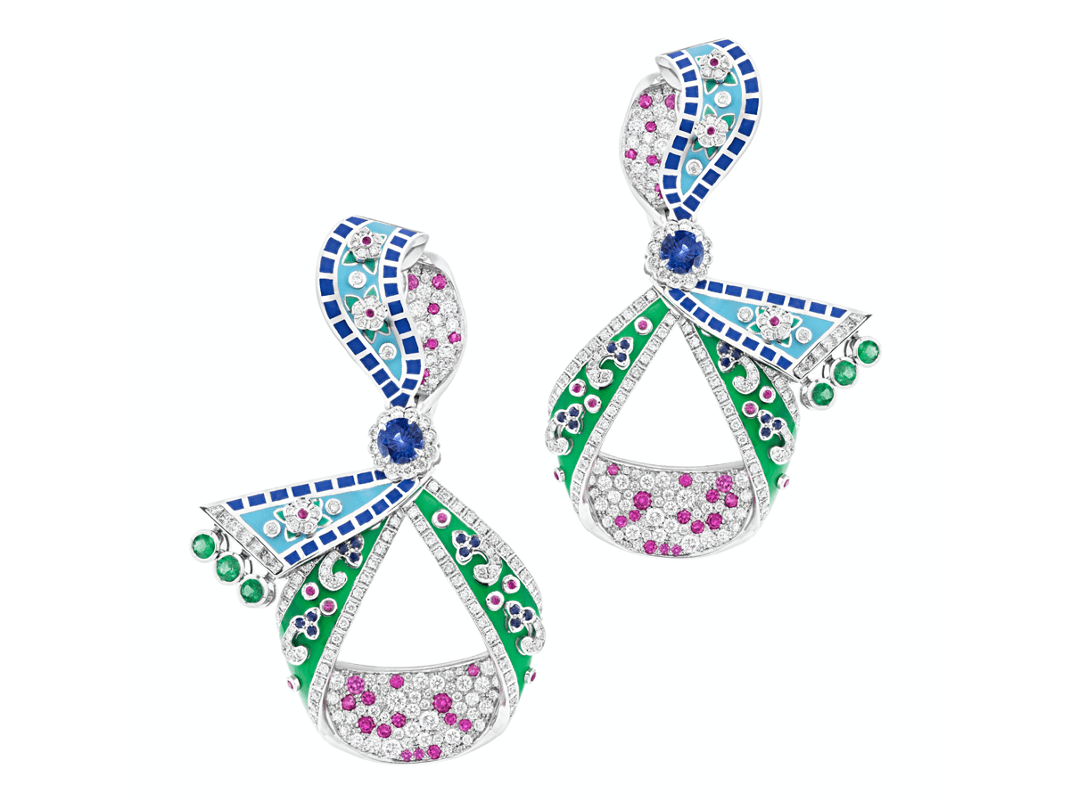 Summer in Provence - multicoloured sapphire earrings by Fabergé