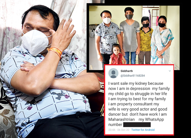 Wagaj’s (right) real estate business saw a big slump during the lockdown, forcing him to take huge loans and sell his house. This has hit his family (top right) hard. Now, he has had to switch off his phone to keep dubious offers to his desperate call at bay