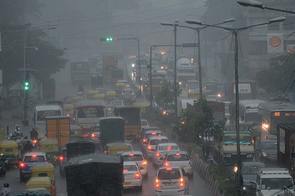 Scenes of the city after the evening downpour