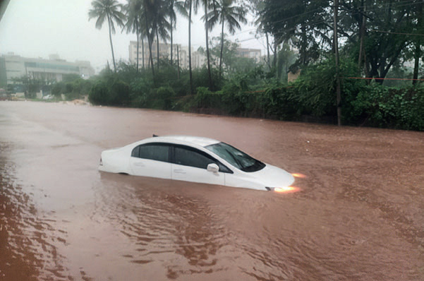 Scenes of the city after the evening downpour