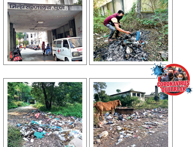 The campus hosts a general hospital, chest hospital, COVID-19 hospital, hostels, quarters, training institutes, ambulance services and more; but shockingly, the premises are littered with PPE kits, gloves, masks, with hungry strays scattering it further, endangering their own and human lives