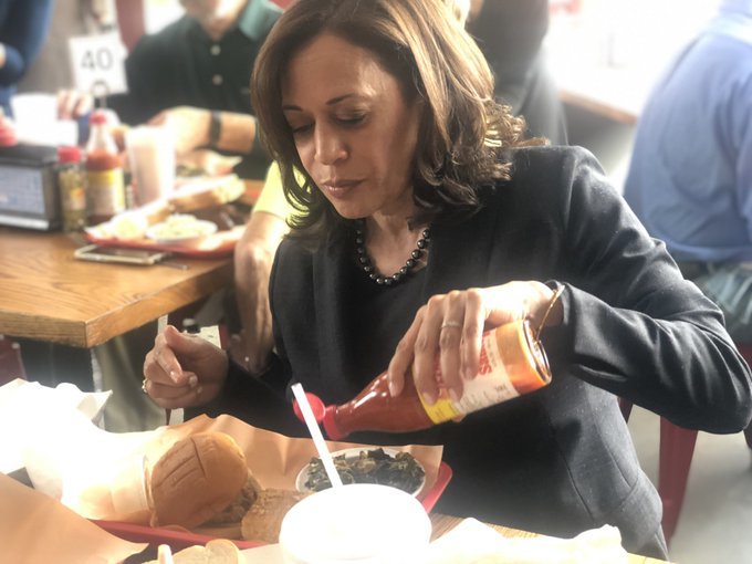 Kamala Harris enjoying a burger