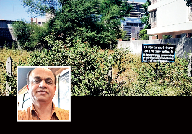 Accused removed the name boards and installed their own nameplate on Jawanjal’s (inset) Baner plot (above); FILE PHOTO