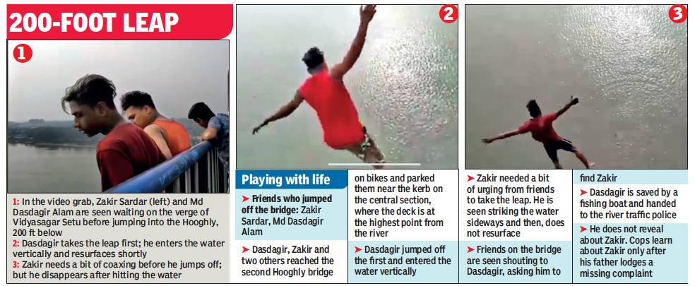 Friends Shoot Fun Video Of Jump From Vidyasagar Setu One Feared Drowned Kolkata News Times Of India