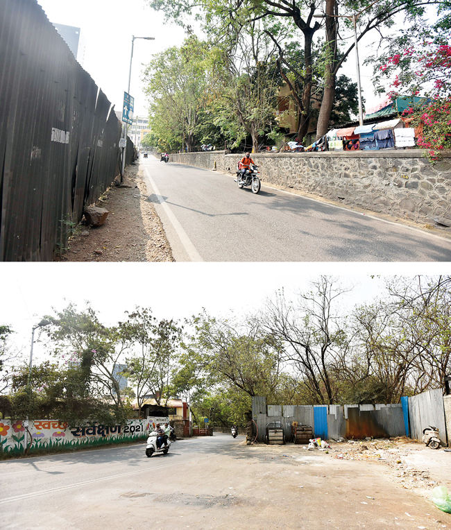 The narrow route from Hari Nagar has The Bishop’s Co-Ed School, Kalyani Nagar, at one end, while the other end goes to Vadgaonsheri; it is key for the latter’s residents to traverse without having to access the ever-busy Nagar Road; on one side, beyond a stone wall , lies Joseph Colony land