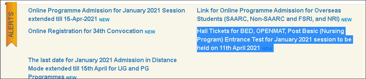 IGNOU Admit Card