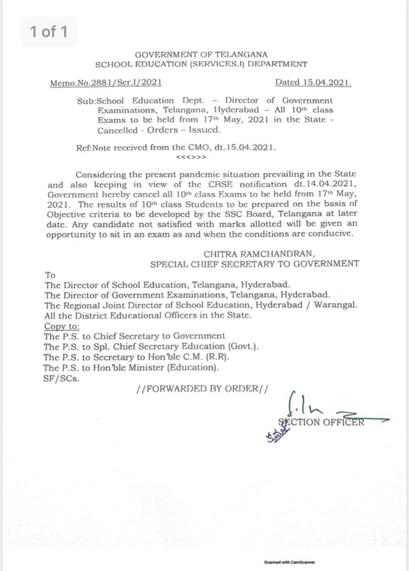 Telangana Ssc Inter 1st Year Exams Cancelled 2nd Year Inter Exams Postponed