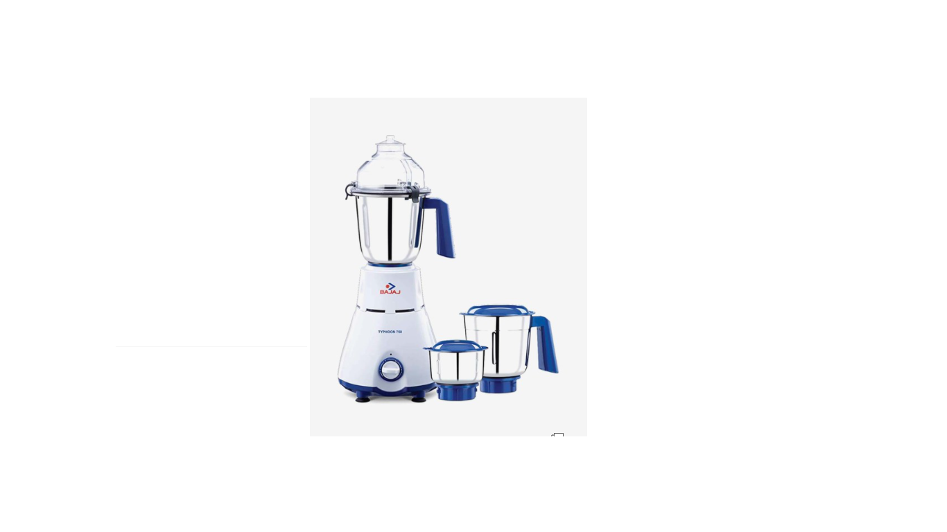 Bajaj Typhoon 750W Mixer Grinder with 3 Jars (White and Turquoise)
