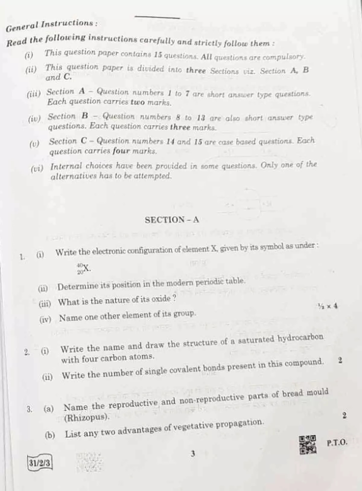 Class 10 science paper 2022-3a