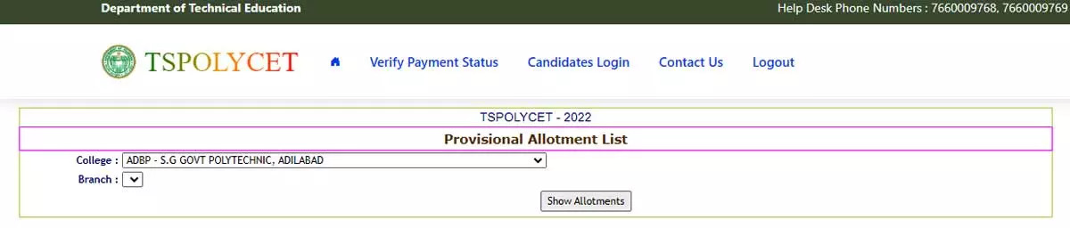 TS POLYCET Counselling 2022