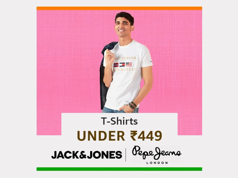 Men’s t-shirts under 449/- from top brands like Jack and Jones, Pepe Jeans and more.