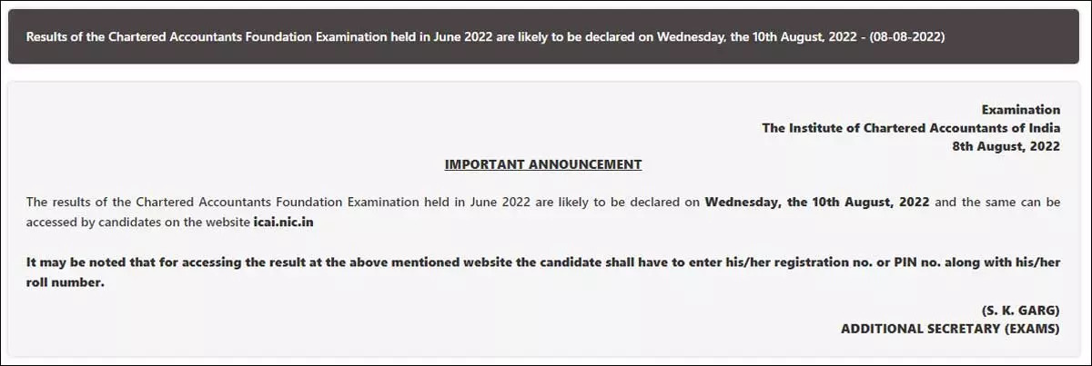 CA Foundation Result June 2022
