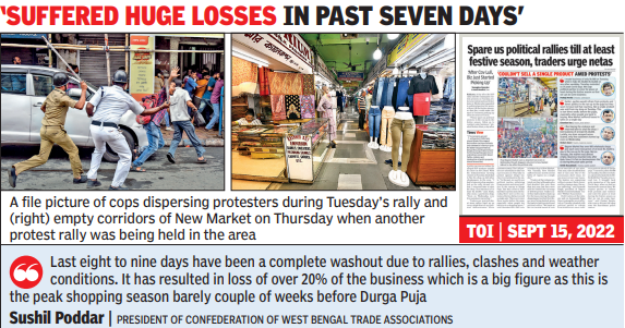 Rally, rain pain for pre-puja shopping in New Market zone
