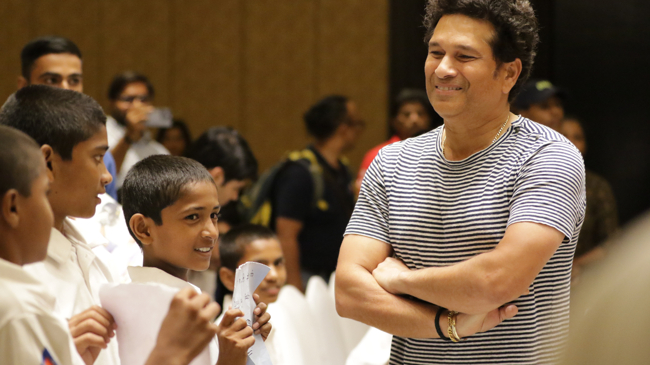 Sachin meeting tribal kids