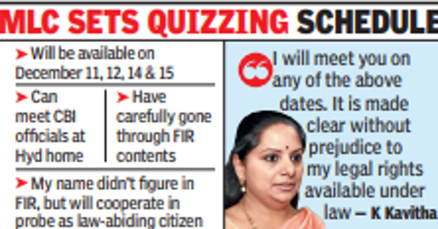 KCR&#39;s Daughter K Kavitha seeks another date for CBI quizzing in Delhi Liquor Policy Case