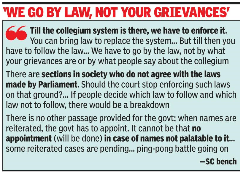 Collegium System: Public posturing on collegium not well taken; Supreme Court to government