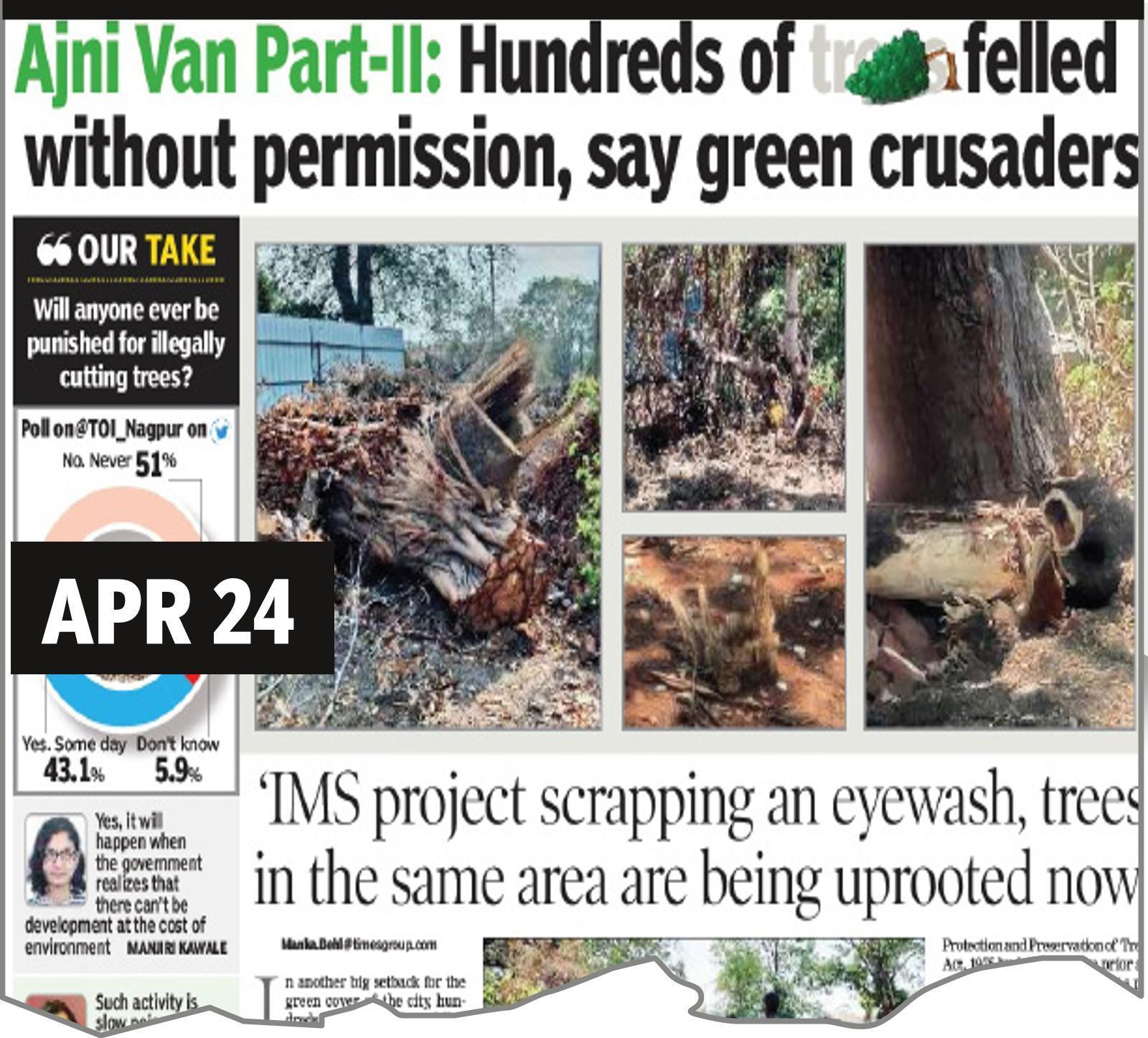 HC extends stay on tree felling at Ajni Van, asks govt to reply why cops haven’t filed FIR