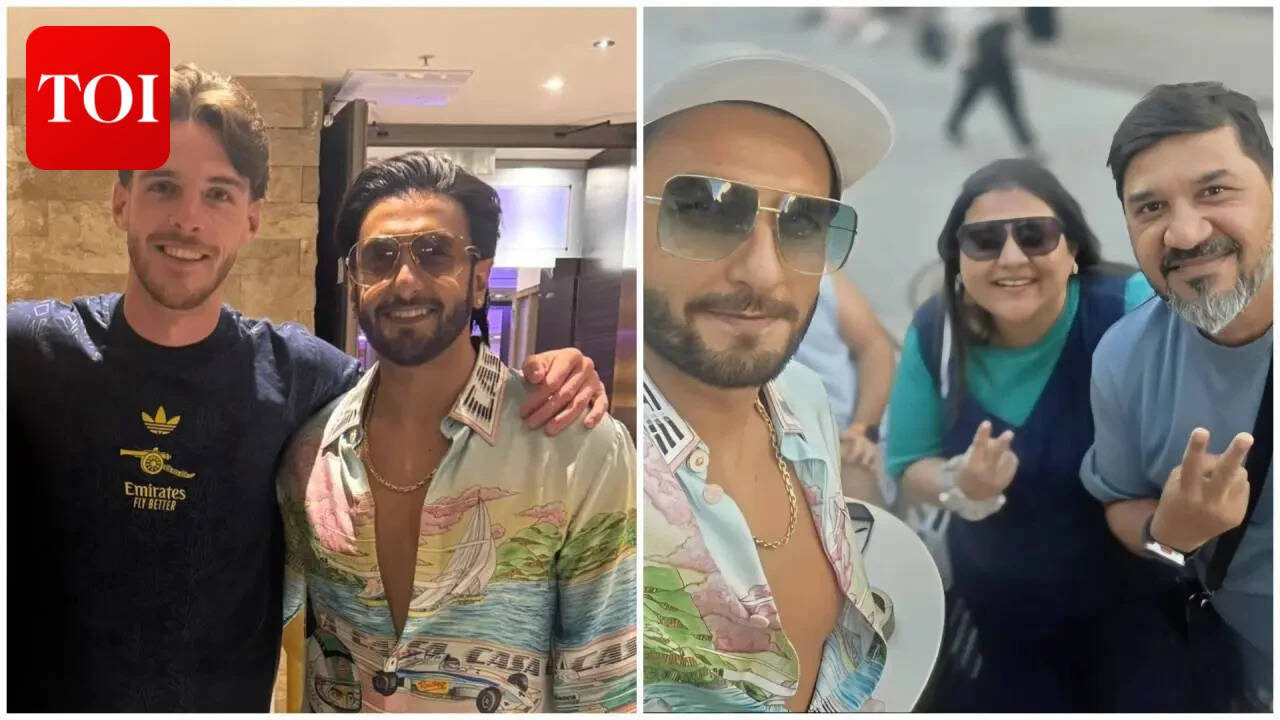 Ranveer Singh poses with Arsenal star Declan Rice in Budapest